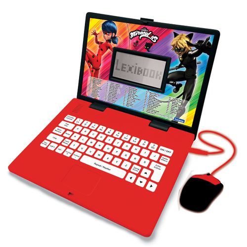 LEXiBOOK Miraculous - Educational and Bilingual Laptop English/Spanish - Toy for Child Kid (Boys & Girls) 124 Activities, Learn Play Games and Music with Ladybug - Red/Black JC598MIi2