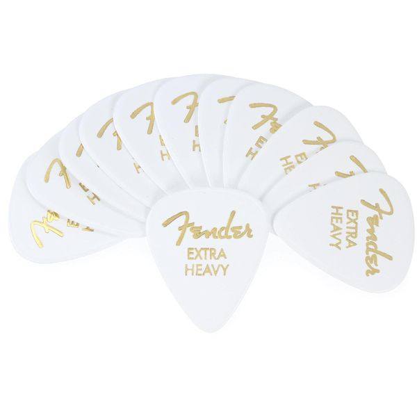 Fender Classic Celluloid, White, 351 Shape, Extra Heavy, 12 Count