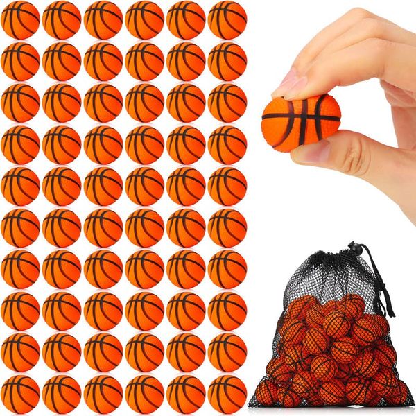 Civaner 60 Pcs Basketball Party Favors Mini Small Basketballs Bouncy Stress Sports Balls with Drawstring Bag for School Party Carnival Reward Toys Game Decorations