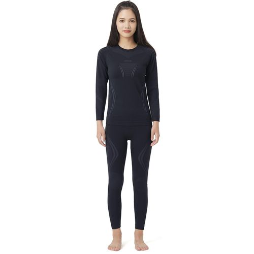 Acclis Al23015 S L Women's Compression Inner Sports Inner, Skiing, Snowboard, Top and Bottom Set, Top and Bottom, Black