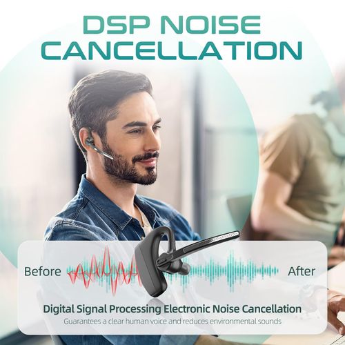 Bluetooth Headset Wireless Earpiece with 450mAh Charging Case USB Dongle Noise Canceling Mic for PC Computer, Laptop, Cell Phones, Remote Work, Call Center, Trucker Work, Business