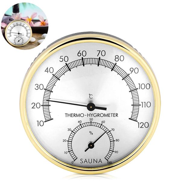 TaimeiMao Sauna Hygrometer, 2in1 Hydrometer Aussen Edelstahl Thermometer Hygrometer bis 120° C Präziser Sauna Thermometer Hochwertiges Sauna Zubehör Innen Analog