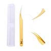 MGER Lash Tweezers for Eyelash Extensions, Hand Calibrated Dolphin-shaped Tip, False Lash Application Tools, Gold