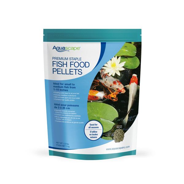 Aquascape Premium Staple Fish Food Pellets for Small to Medium Pond Fish, Medium Pellet, 2.2 Pounds | 98868