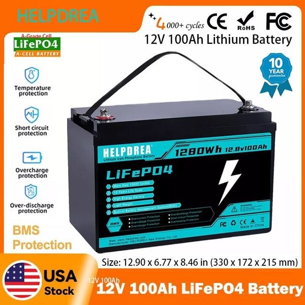 Mini Lightweight 12V 100Ah LiFePO4 Lithium Battery for RV Trolling Motor Solar