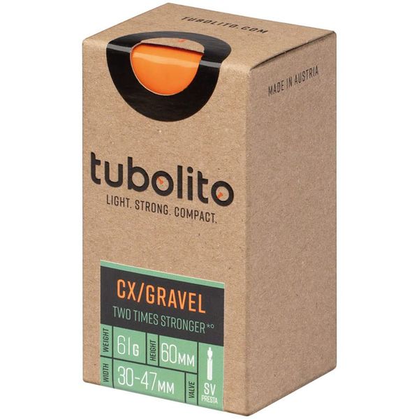 Tubolito Tubo cx/gravel Presta Valve,Orange,700 x 30-47mm, 60mm