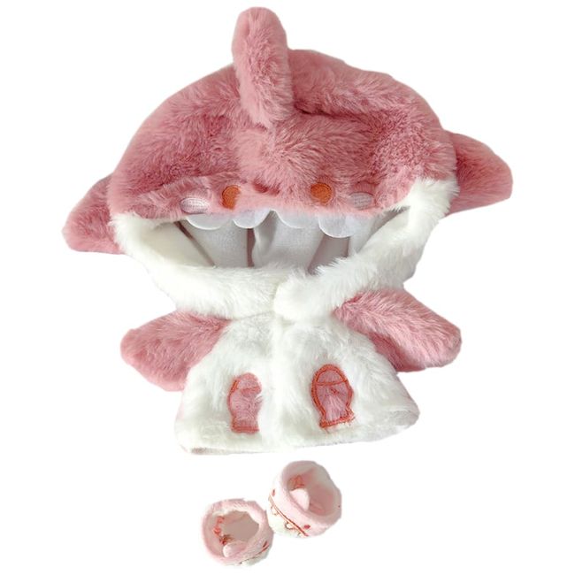 niannyyhouse 7.9 inches (20 cm) Plush Clothes Pink Shark Parka Shoes Cotton Doll Clothes Dressing Accessory