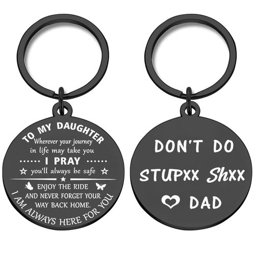 Gag Gifts for Teen Boys Girls, Birthday Gift for Son Daughter from Dad Mom, Don't Do Stupid Shit Keychain Christmas Gift (For Daughter From Dad)