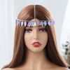 IYOU Boho Sequin Head Chain Purple Leaf Hair Piece Rhinestone Pendanf Headpiece Carnival Halloween Hair Accessories for Women