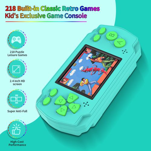 Handheld Game for Kids, Portable Gaming Player with Built in 218 Classic Retro Video Games, Mini Arcade Electronic Toy for Birthday Gift, Needs 3PCS AAA Batteries