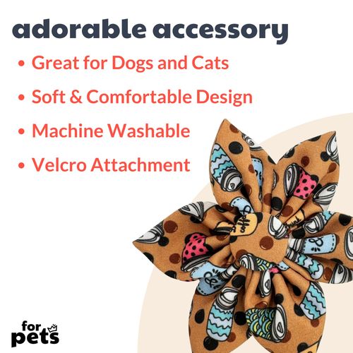 Huxley & Kent Pet Pinwheel | Coffee to Go-Go (Large) | Fall Collar Accessory for Dogs/Cats | Bow Collar Attachment | Cute, Comfortable Accessory | H&K Pinwheel for Pets
