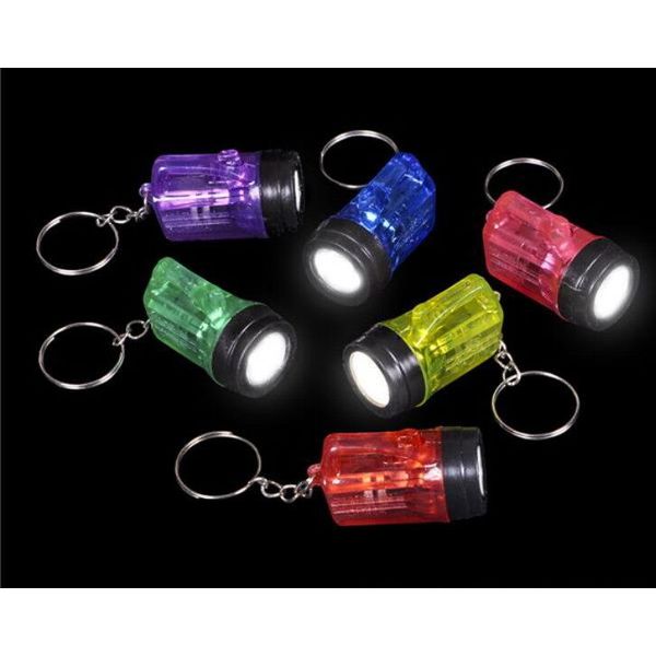 LOT OF 36 MINI FLASHLIGHT KEY CHAINS, LED BATTERIES INCLUDED, BRIGHT GOODY BAGS