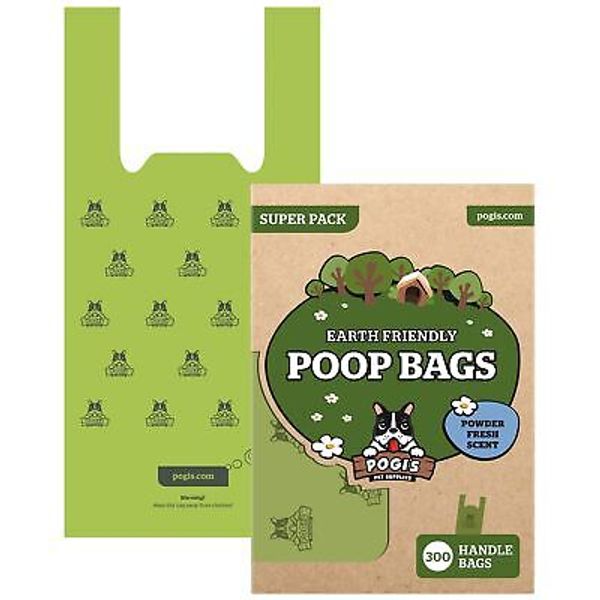 Pogi's Dog Poop Bags With Easytie Handles 300 Doggy Leakproof Ultra Thick Scente