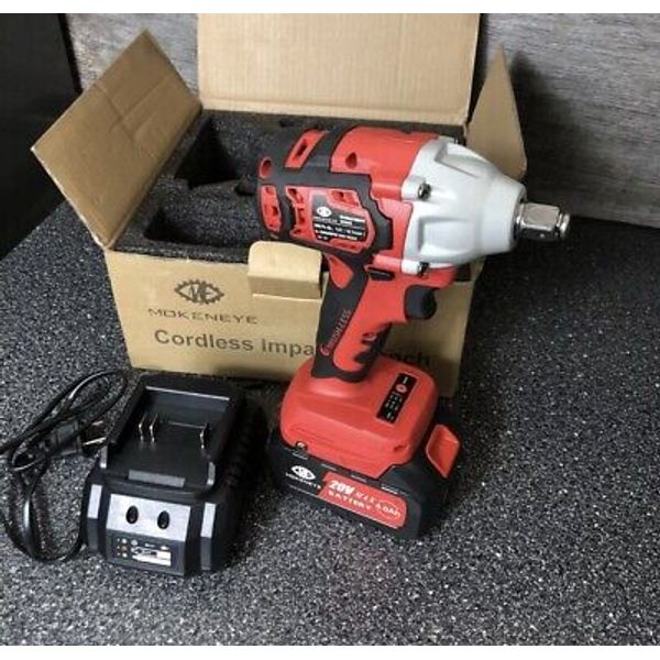 MOKENEYE 20V Cordless Brushless Impact Wrench with 4.0 Ah Battery