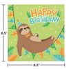 Creative Converting Sloth Party Happy Birthday Napkins, 16 ct, Multicolor, 6.5"