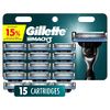 Gillette Mach3 Mens Razor Blade Refills, 15 Count, Designed for Sensitive Skin