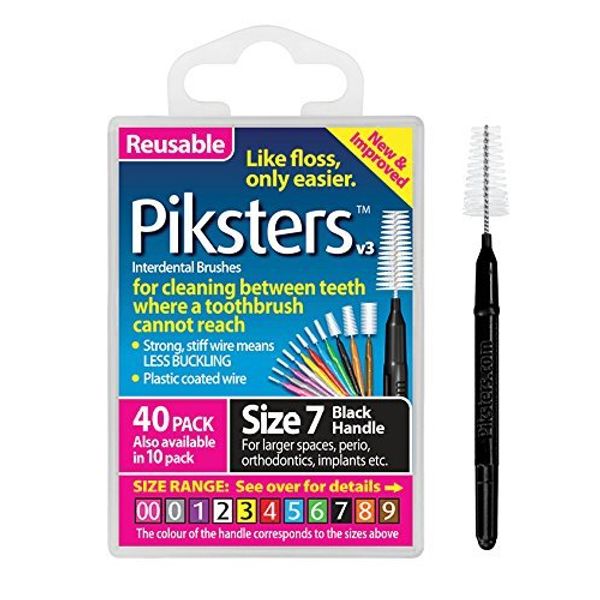 PIKSTERS for Cleaning Between Teeth Size 7 (Black) 40Pk by PIKSTERS