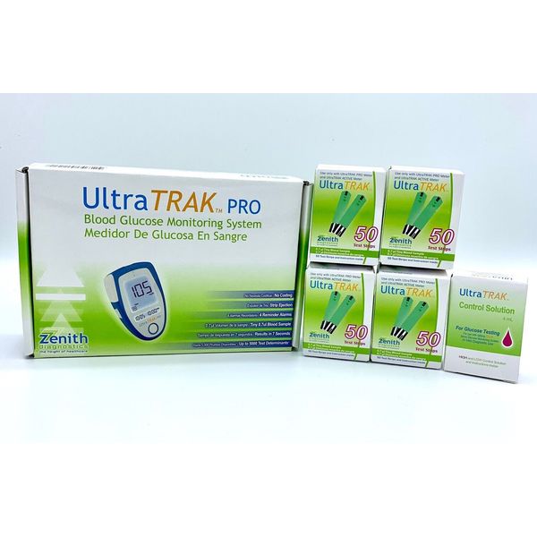 Ultra Trak Pro Bundle 200 Glucose Test Strips, Meter, Solution