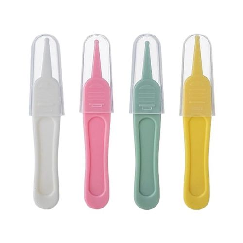 Feilguee 6 PCS Infant Nose Cleaning Tweezer Plastic Round Head Care Ear Nose Navel Clean Tool Nipper Plier Pincet Forceps for Kids Nose Cleaning Pick Nipper