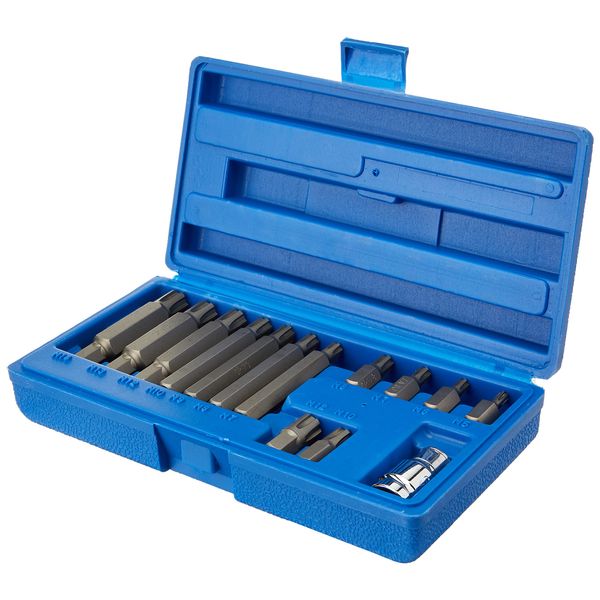 Bergen 14pc 1/2" DR Ribe Socket Bit Set M5-M14, Polydrive, Length 30-75mm B1168