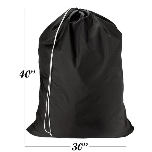Handy Laundry Nylon Laundry Bag, Locking Drawstring Closure & Machine Washable, Large Bags Will Fit a Laundry Basket or Hamper and Strong Enough to Carry up to Three Loads of Clothes, (Black, 2-Pack)