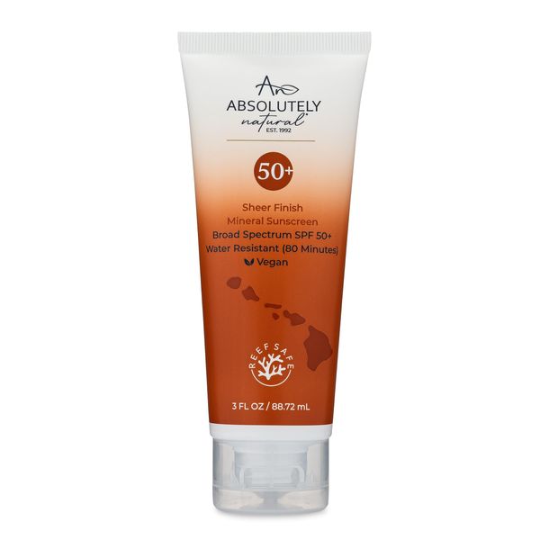 Absolutely Natural SPF 50+ Mineral Sunscreen Lotion with Rose Hips Oil, Cruelty Free and Reef Safe, Made in USA