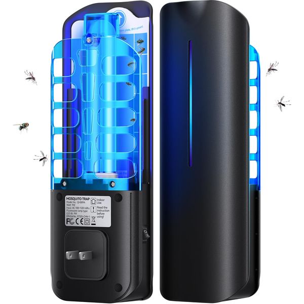 Flying Insect Trap Plug in Mosquito Bug Zapper Indoor Gnat Moth Catcher with 9W Night UV Light, 10 Sticky Glue Board Refills for Home Office