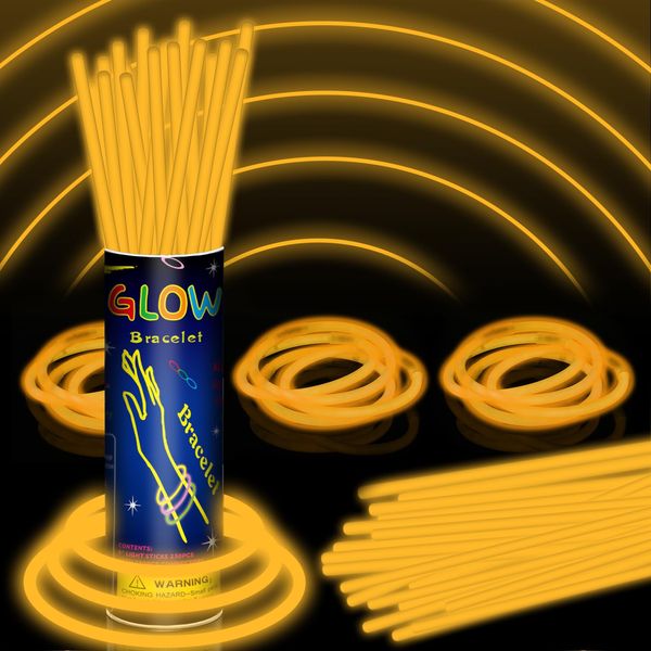 8” 150 Orange Glow Sticks Bracelet Bulk Glow Sticks with 150 Connectors Accessories Glow In The Dark Party Supplies for Christmas Holiday Decoration Neon Party Carnival (Orange)