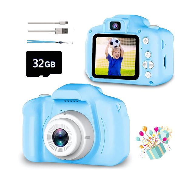 ItsyToys 1080P Kids Digital Camera - Ideal Birthday for Boys and Girls Ages 3-12, Cute Easy-to-Hold Design, Includes 32GB SD Card, Video Recorder for Creative Fun (Blue)