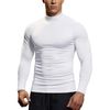 Mens Mock Neck Long Sleeve(White,M)