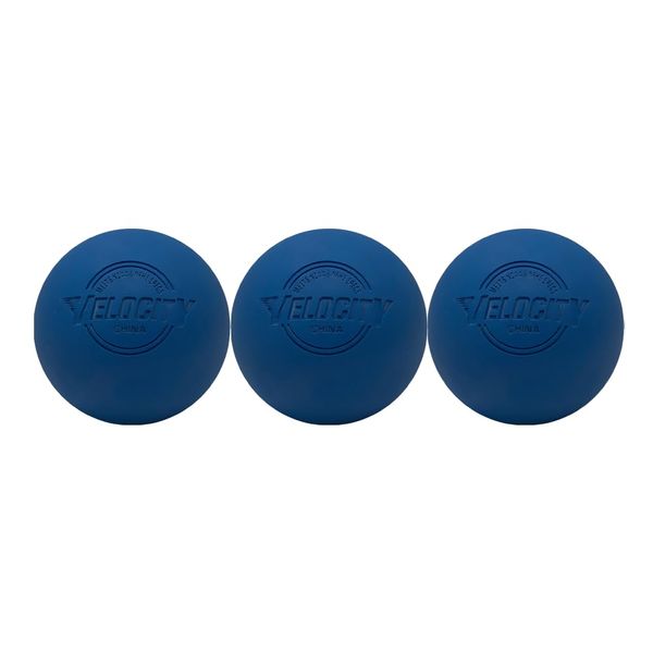 Velocity Massage Lacrosse Ball for Muscle Knots, Myofascial Release, Yoga & Trigger Point Therapy - Firm Rubber Scientifically Designed for Durability and Reliability - Royal Blue, 3-Pack