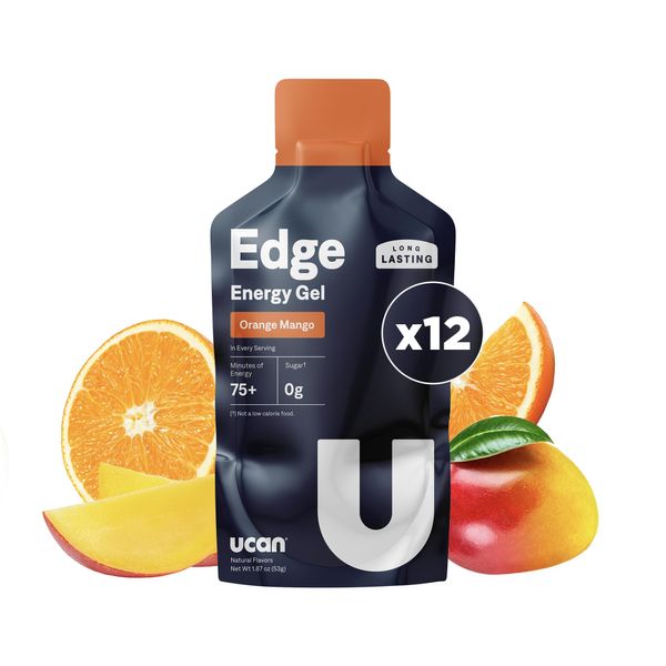 UCAN Edge Energy Gel Shots, Orange Mango (12, 2 Ounce Packets) for Running, Training, Workouts, Fitness, Cycling, Crossfit | Sugar-Free, Vegan, & Keto Friendly