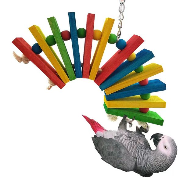 Bird Chew Toys - Parrot Cage Bite Toy Wooden Blocks Bird Parrot Toy for Small and Medium Cockatoos and Various Birds