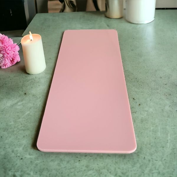 Light Pink Gloss Finish Rectangular Acrylic Table Runners / Serving Mats / Table Protectors (38cm x 28cm 15"x11")