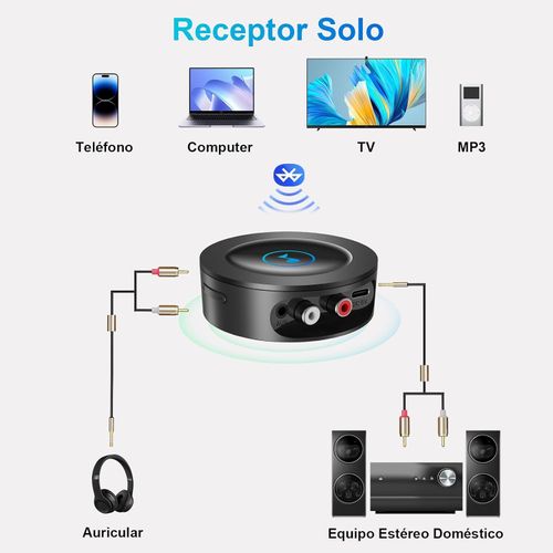 Bluetooth 5.2 Receiver for Home Stereo AUX Adapter for HiFi Music Streaming, Wired Speakers, with Jack 3.5mm/RCA, Long Range,Low Latency and HD Audio