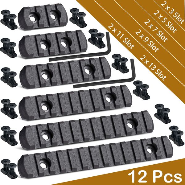 CRUSHUNT 12 Pack Single Picatinny Rail 3 3 5 5 7 7 9 9 11 11 13 13 Slots Polymer Black