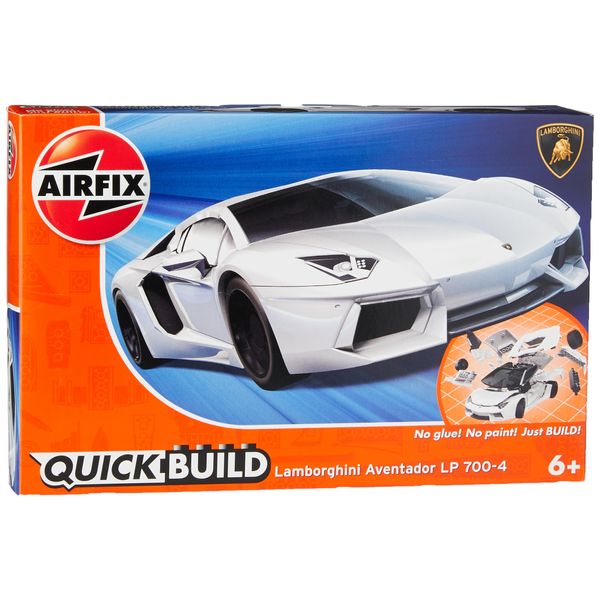 Airfix QUICKBUILD Model Car Kit - Lamborghini Aventador White Car Building Kit for Kids 6+, Construction Toys for Boys & Girls, No Glue Model Making - Classic Car Gifts Plastic Model Kits