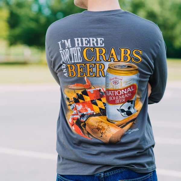 I'm Here for the Crabs & Beer (Charcoal) / Long Sleeve Shirt - 4X-Large / Grey