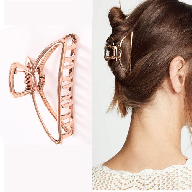 Große Haarklammer Klaue Clips Haarspangen, Vintage Einfache Haarklammer für Frauen, Klaue Clips Metall, Haarklammer für Duschtasse, Vintage Haarspangen (Roségold)