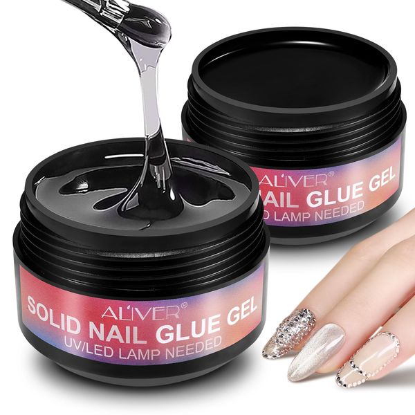 Solid Nail Glue Gel,Nail Builder Gel for Non-Stick on Nails False Nail Extension Strong Nail Art Gel, 15g for Press On Nails Glue for Acrylic Tips Extra Strong UV Nail Glue Strong Nail Glue False Nail