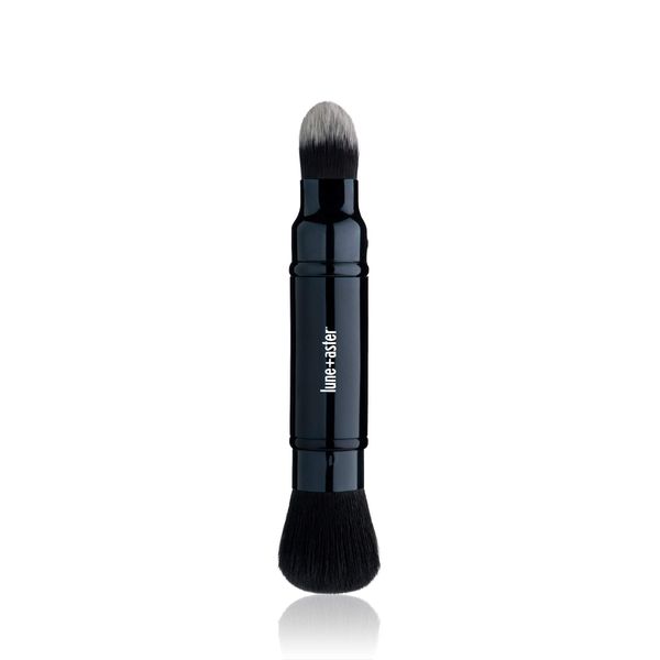 Lune+Aster Complexion Duo Brush - Multi-tasking, dual-ended vegan complexion brush