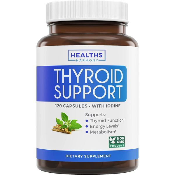 Thyroid Support with Applepada Iodine - 120 CapsulesNon-GMO Energy Boosting Ashwagandha Root Zinc Selenium Vitamin B12 Complex Dietary Supplement 60 Day Supply