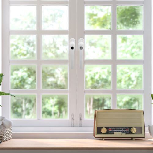 Fiqops Window Handles, Lockable, Pack of 12, Aluminium Child Lock, Lockable in Tilted and Closed State with 24 Equal Key Pairs