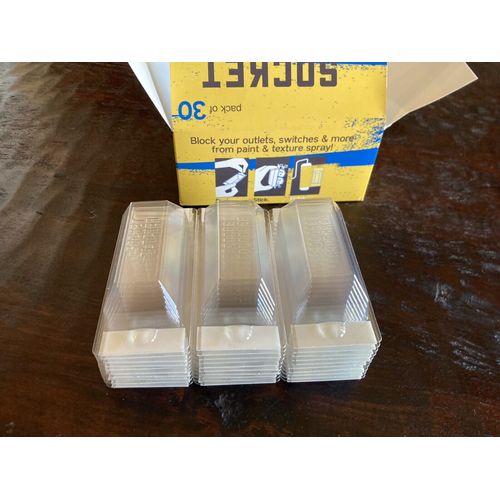 NEW IN BOX SOCKET BLOCKER CLEAR HIGH STRENGTH MASK & PEEL OUTLET COVERS 30 PACK