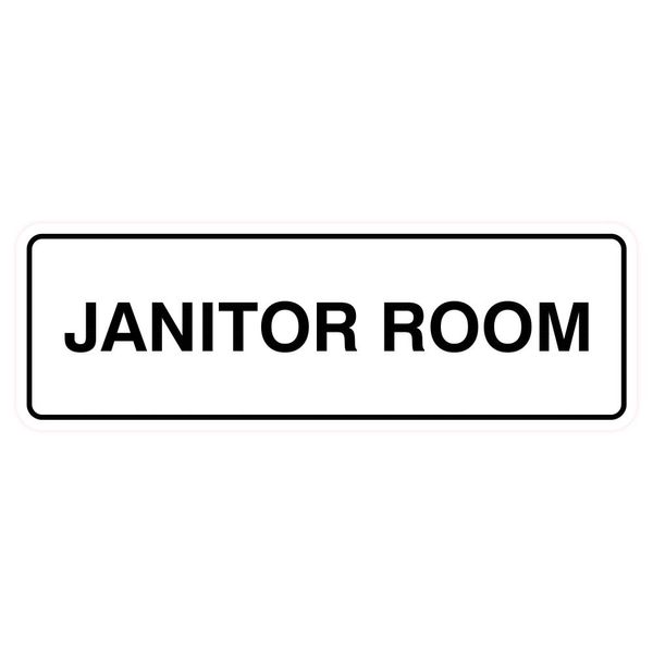 Standard Janitor Room Sign - White - Large