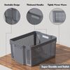 Idotry 12-Pack Large Plastic Weave Storage Basket Stackable Organizer Shelf Gray