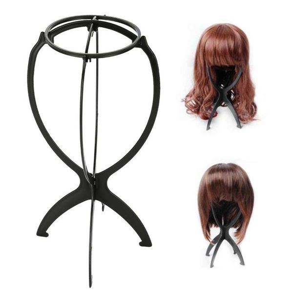 Adjustable Wig Stands Plastic Holding Standing Folding Stable Salon Practice Rbenxia Portable Durable Plastic Folding Wig Holder Hairpieces Display Tool Stable Wig Stand Dryer, Black