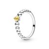 Pandora Sterling silver ring with honey coloured crystal, Precious metal, Cubic Zirconia