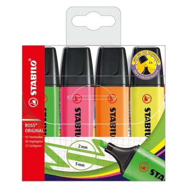 Highlighters Chisel Tip 2-5mm Line Wallet Assorted Ref 70/4 [Pack 4] +Free finchley Refill Pen (1)