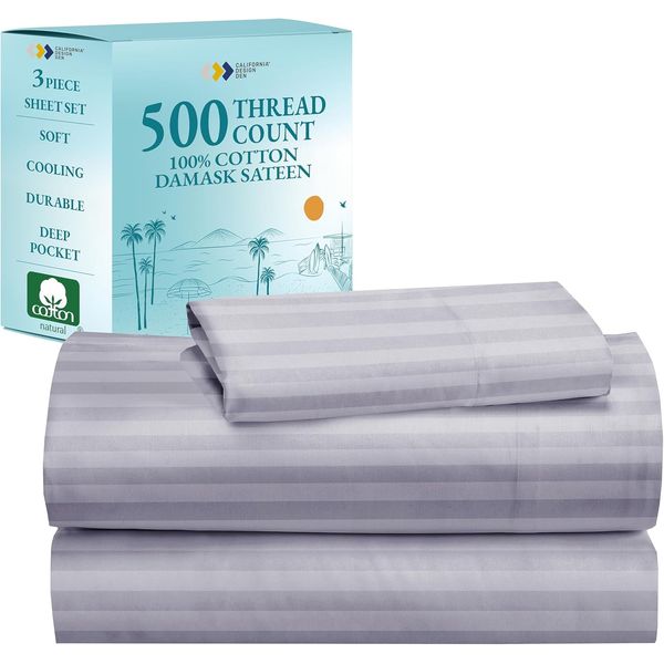 - Bed Sheets Twin Size, Soft 100% Cotton Cooling Sheets, Deep Pockets, 500 Threa